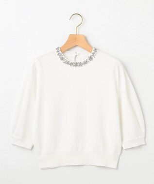 組曲 【WEB限定】ビジューパフスリーブ ニット アイボリー系