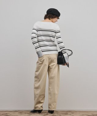 GRACE CONTINENTAL ラメボーダーニットトップ ホワイト