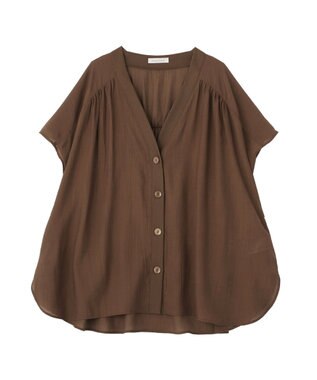 Green Parks フレンチスリーブリブドッキングシャツ Brown