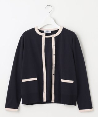 J.PRESS LADIES L 【洗える・ニットセット】TRIM TWIN ニット ネイビー×ベージュ系