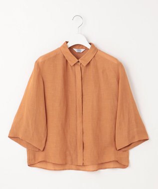 J.PRESS LADIES 【洗える】シアーリネン ブラウス オレンジ系