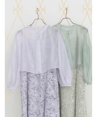earth music&ecology ＳＥＴ２点　シアーブラウス＋レースキャミワンピース Lavender