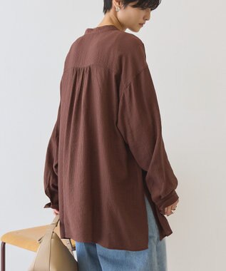 AMERICAN HOLIC 楊柳バンドカラーシャツ Brown