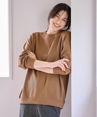 ANY L 【洗濯機可】ダブルフェイスジャージープルオーバー キャメル