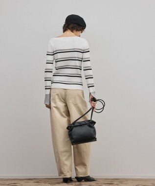 GRACE CONTINENTAL ラメボーダーニットトップ ホワイト