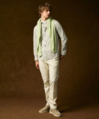 JOSEPH ABBOUD 【キングサイズ・ウエストも伸びる！オーガニックコットン使用・25AW】トリコチンストレッチ パンツ ホワイト系