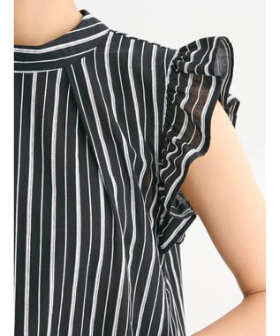 Green Parks ・ＥＬＥＮＣＡＲＥ　ＤＵＥ　ストライプフリルブラウス Black