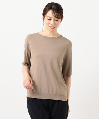 J.PRESS LADIES 【洗える】シャインバックキュプラ ニット ブラウン系