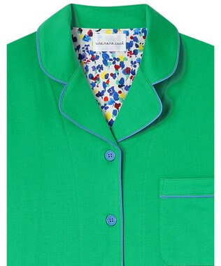 une nana cool 【綿100%】60/2 やわらか天竺 半袖開襟パジャマ MADE WITH LIBERTY FABRIC クリアグリーン