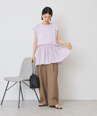 AMERICAN HOLIC 汗染み防止・異素材ペプラムプルオーバー Purple