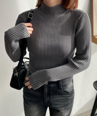 WEGO リブハイネックショートニット スミクロ