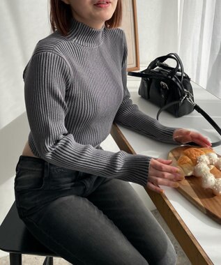 WEGO リブハイネックショートニット スミクロ