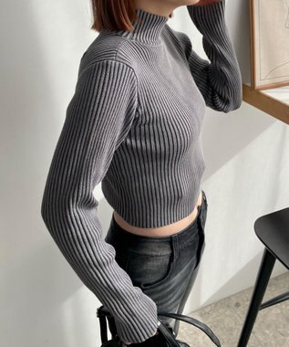 WEGO リブハイネックショートニット スミクロ