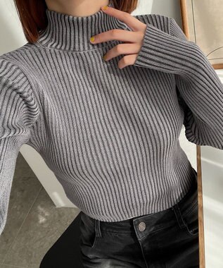 WEGO リブハイネックショートニット スミクロ