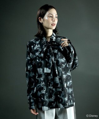 Green Parks ＦＡＮＴＡＳＩＡ／総柄ボウタイブラウス Black