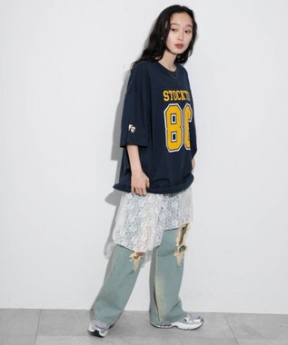 WEGO 【ユニセックス着用ITEM/手洗い可/MLサイズ】フットボールBIG　T（S） ネイビー