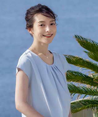 Tiaclasse 【洗える】フレアフレンチチュニックブラウス サックス