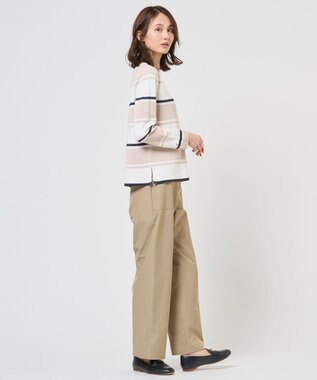 J.PRESS LADIES Cotton Acetate ブロッキング ボーダー ニット ベージュ×ネイビー系