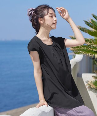 Tiaclasse 【洗える】フレアフレンチチュニックブラウス ブラック