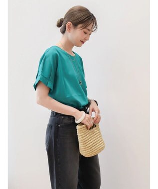 AMERICAN HOLIC 接触冷感袖タックカットプルオーバー Green