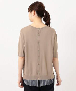 J.PRESS LADIES 【洗える】シャインバックキュプラ ニット ブラウン系