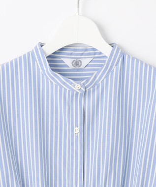 J.PRESS LADIES L 【洗える・接触冷感・UVケア】エステネージュストライプ シャーリング  ブラウス サックスストライプ系