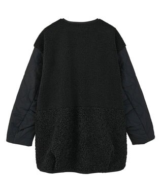 earth music&ecology ボアキルトミドルコート Black