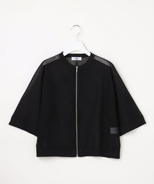 J.PRESS LADIES SHEER LIGHT KNIT ブルゾン ブラック系
