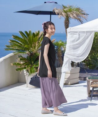 Tiaclasse 【洗える】フレアフレンチチュニックブラウス ブラック