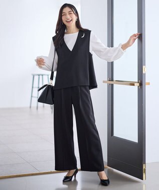 ANY 【2SET】ハンサムジレ×ワイドパンツセット ブラック