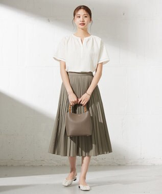 J.PRESS LADIES 【洗える】50Sブロード プリーツ スカート カーキ系