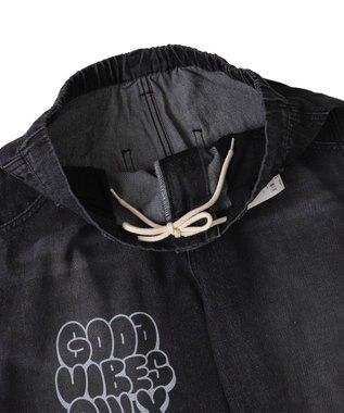 WEGO 【ウエスト紐で調整】イージーペインターグラフィックデニムパンツ 柄2