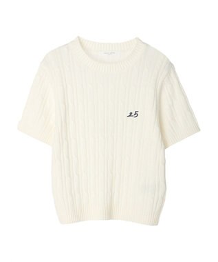 Green Parks ケーブル半袖ニット Off White