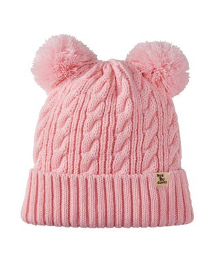 MIKI HOUSE HOT BISCUITS 【46-52cm】 くまみみ付き ニット帽 ピンク