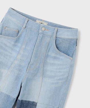 GRACE CONTINENTAL パッチワークデニムパンツ ブルー
