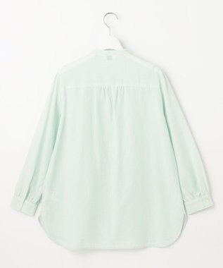 J.PRESS LADIES 【洗える】 コットンアセVis ストライプ バンドカラー ブラウス ライトグリーン系1