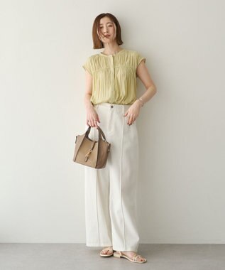 YECCA VECCA <<接触冷感>>フレンチスリーブギャザーブラウス Yellow