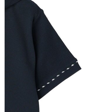 Green Parks チェックポイントワッフルプルオーバー Navy