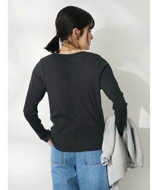 CRAFT STANDARD BOUTIQUE フリルテープリブカットプルオーバー Black