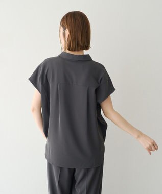 YECCA VECCA 【接触冷感】COOLスキッパーブラウス Charcoal Gray