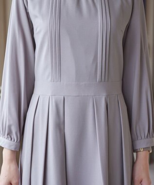 Tiaclasse 【洗える】ハイネックピンタックワンピース グレー