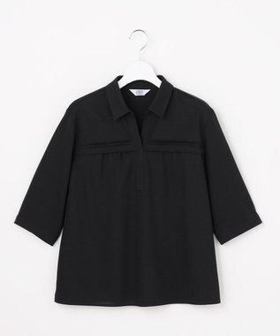 J.PRESS LADIES L 【シーンレスに活躍】スキッパーシャツジャージー カットソー ブラック系
