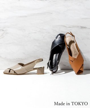 Dominic3 クロスベルト バックストラップ レザーサンダル ブラック