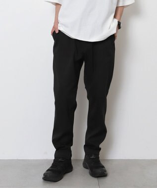 WEGO 【接触冷感/吸水速乾/ストレッチ/ウエスト紐/らくらくのびる/MLサイズ展開】カルゼレギンスアンクルパンツ ブラック