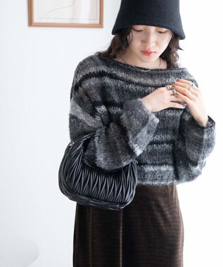 WEGO 段染めボーダーモヘアライクニット