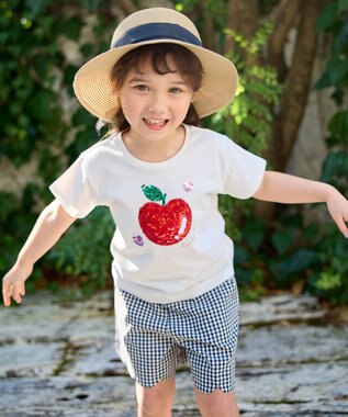 ANY KIDS ミラクルスパンコールTシャツ オフホワイト（りんご×レモン）