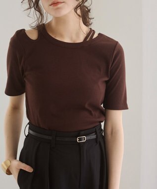 WEGO 【ANGIE VINTAGE】アシンメトリーカットアウトトップス ブラウン