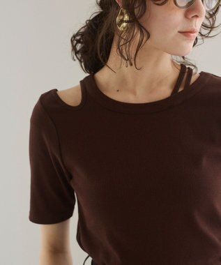WEGO 【ANGIE VINTAGE】アシンメトリーカットアウトトップス ブラウン