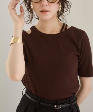 WEGO 【ANGIE VINTAGE】アシンメトリーカットアウトトップス ブラウン