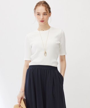 23区 【Indian Factory】シャイニーワイドリブ カットソー ホワイト系